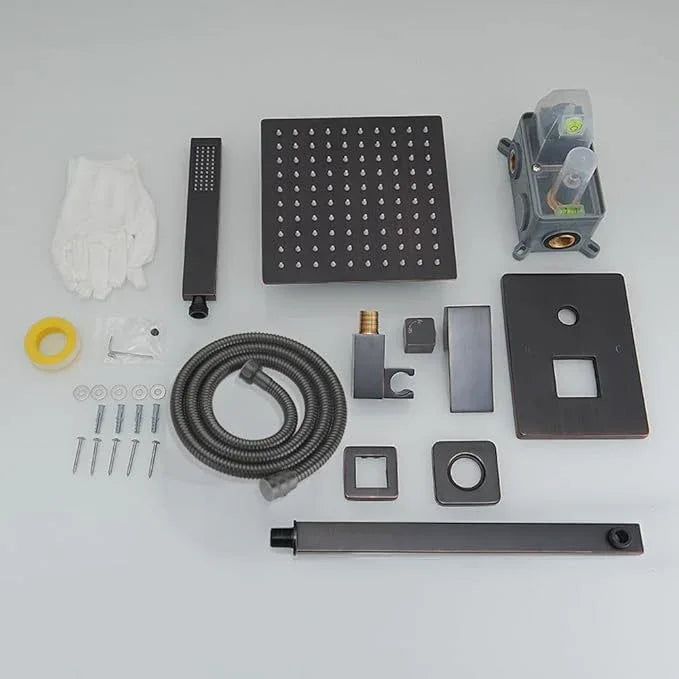 Heable Oil Rubbed Bronze Shower System Bathroom Luxury Rain Mixer Shower Combo Set Wall Mounted Rainfall Shower Head System Shower Faucet Rough-in Valve Body and Trim Kit - ModernBath