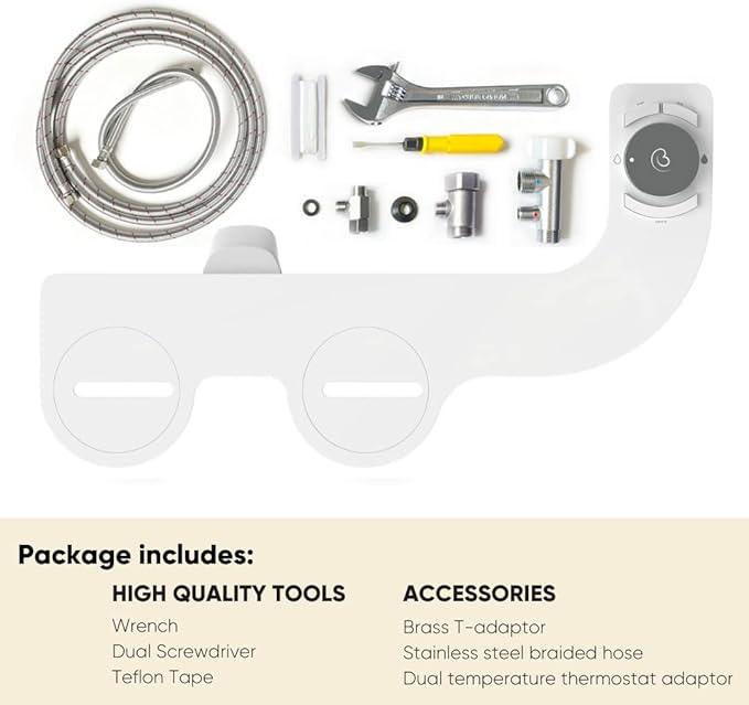 Boss Bidet Revolution Plus (Warm Water). Bidet Attachment for toilet. Luxury design, Bathroom bidet sprayer for toilet, non electric, dual nozzle, feminine wash, self cleaning. Tokyo Platinum. - ModernBath