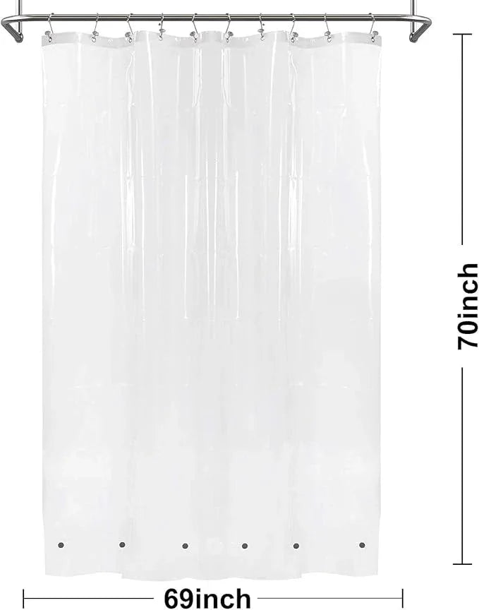 Barossa Design Plastic Shower Curtain Liner 69" x 70" with 6 Magnets - Waterproof PEVA Shower Liner for Standard Size Bathroom, PVC Free, Metal Grommets - Clear, 69X70 - ModernBath
