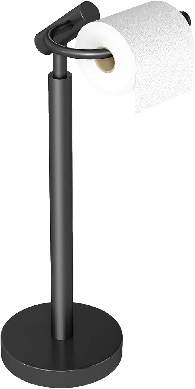 YUMORE Heavy Weighted Toilet Paper Holder Stand, No Drill Freestanding Bathroom Tissue Roll Stand, Stable Floor Standing Paper Roll Dispenser for Bathroom, Bedroom, Vanity - ModernBath