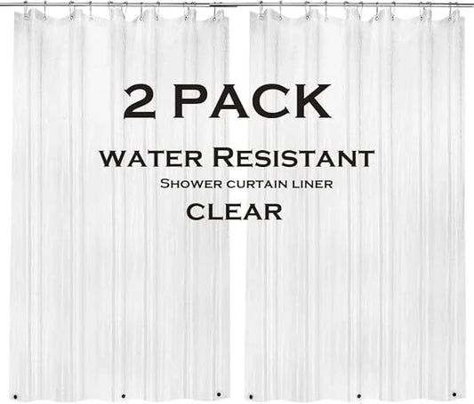 ZEMAHOME 2 Pack PEVA Plastic Shower Curtain Liner Premium Light Weight 72" x 72" Clear Bathroom Shower Showroom Curtain Liner with Rustproof Metal Gromments and Weighted Magnet - ModernBath