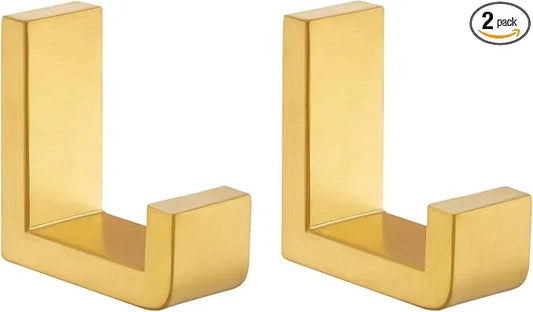 Angle Simple Towel Hook Brassy Gold 2 Pack, 304 Stainless Steel Robe Hook for Bathroom - ModernBath