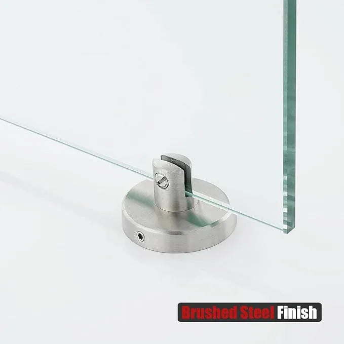 JQK Corner Glass Shelf, Brushed Steel Bathroom 304 Stainless Steel Shower Triangle Floating Wall Shelf, 10 x 10 Tempered Glass, 2 Pack, TGS190L10-BN-P2 - ModernBath