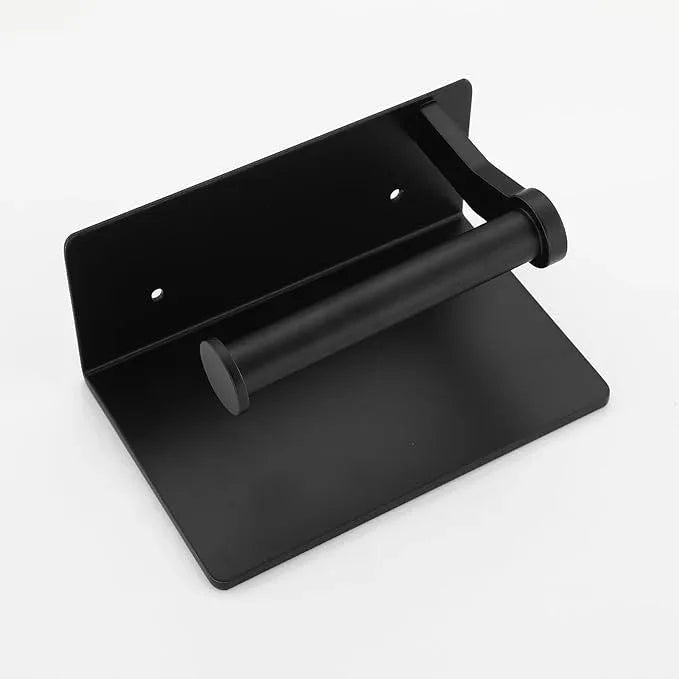 Toilet Paper Holder with Cell PhoneShelf - Toilet Tissue Holder with Wipes Storage, Wall Mounted by Adhesive Tape or Screw - Matte Black - ModernBath