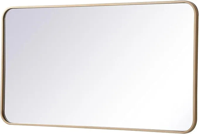 ARS Concepts Aura, Soft Corner Metal Rectangular Mirror 22X40 Inch in, Modern, Brass - ModernBath