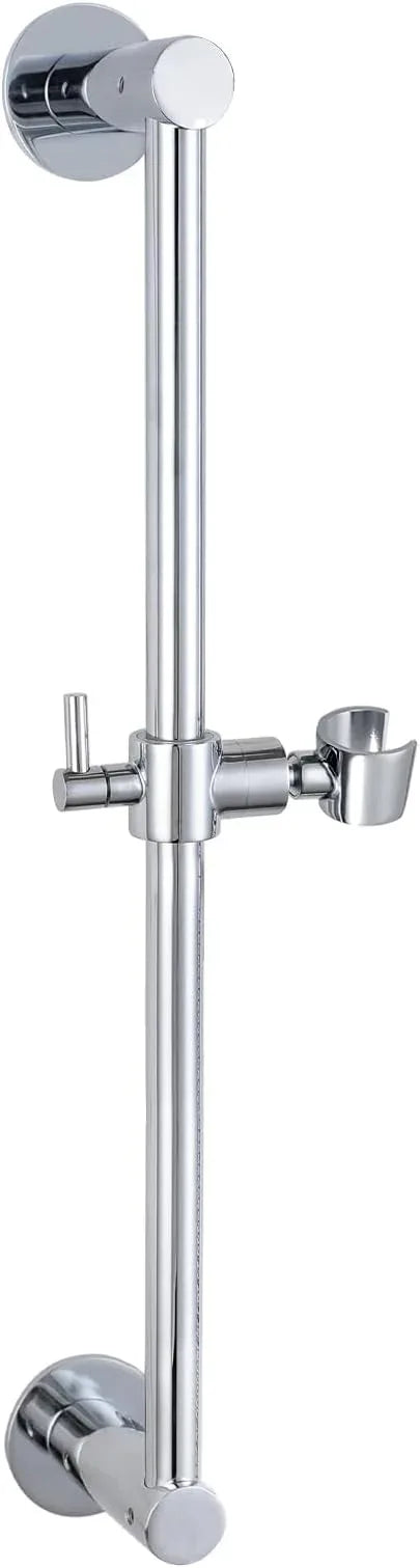 Shower Slide Bar Adjustable Handheld Shower Head Holder Wall Mount - 15inch All-Metal Shower Head Slide Bar Compatible with Bathroom Drill Free Glue Installation - Brushed - ModernBath
