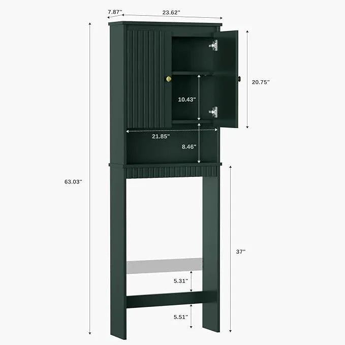 Over The Toilet Storage Cabinet, Over The Toilet Storage with Fluted Door Over The Toilet Cabinet with Adjustable Shelf Above The Toilet Storage Cabinet for Bathroom Organizer, Forest Green - ModernBath
