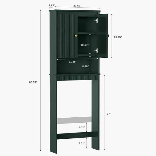 Over The Toilet Storage Cabinet, Over The Toilet Storage with Fluted Door Over The Toilet Cabinet with Adjustable Shelf Above The Toilet Storage Cabinet for Bathroom Organizer, Forest Green - ModernBath