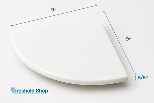 9 Inch Super White Engineered Marble Corner Shower Shelf Bathroom Caddy, Wall Mounted Shower Shelf, Classic Flatback Design (2)