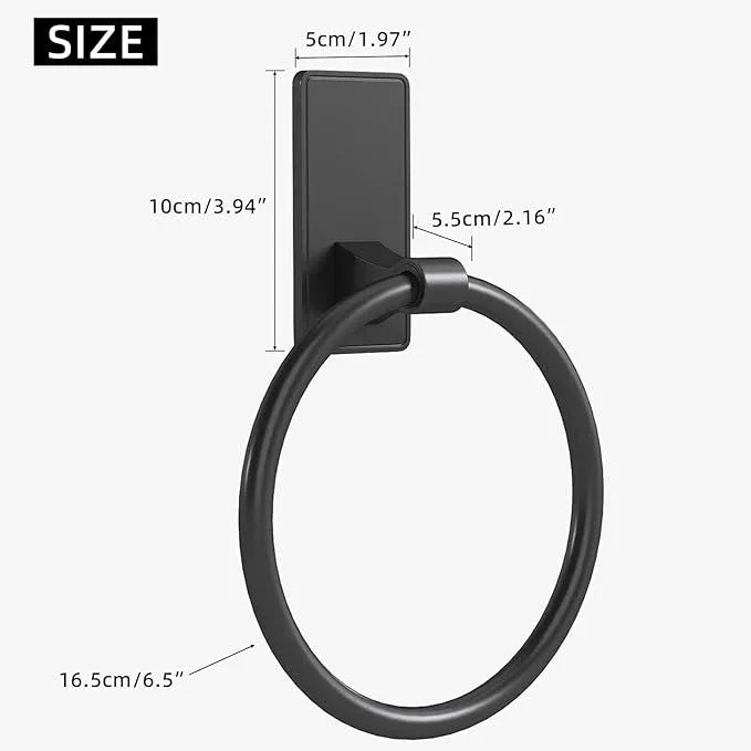 Towel Ring, SUS304 Hand Towel Holder for Bathroom，Adhesive Towel Holder Bathroom Towel Hanger for Bathroom, Matte Black - ModernBath