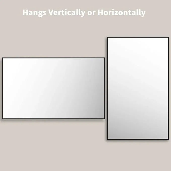LOAAO 60"X36" Black Rectangle Bathroom Mirror Wall, Matte Black Aluminum Alloy Frame, Tempered Glass, Hangs Vertically or Horizontally, Easy to Install - ModernBath