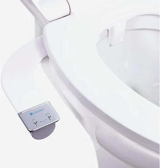 Brondell Bidet Attachment for Toilet SS-250 SimpleSpa Fresh Water Spray with Adjustable Water Pressure Side Arm Control, Slim Bidet Sprayer, Silver Knob (Dual Nozzle) - ModernBath