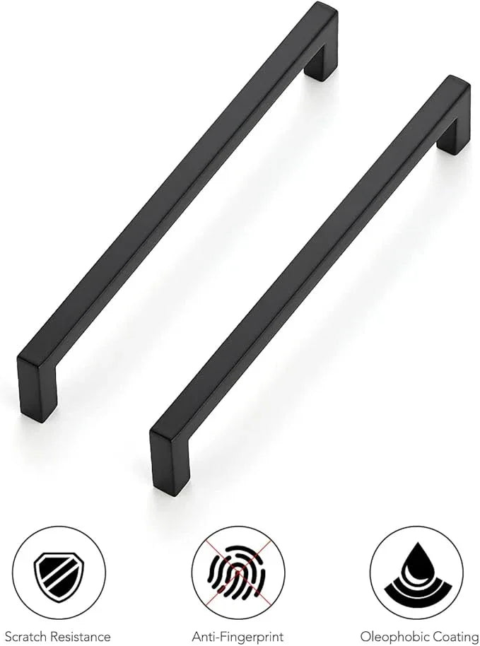Ravinte 20 Pack Solid 6-1/4 Inch Center to Center Slim Square Bar Drawer Handles - Cabinet Hardware Pulls in Matte Black for Kitchen - ModernBath