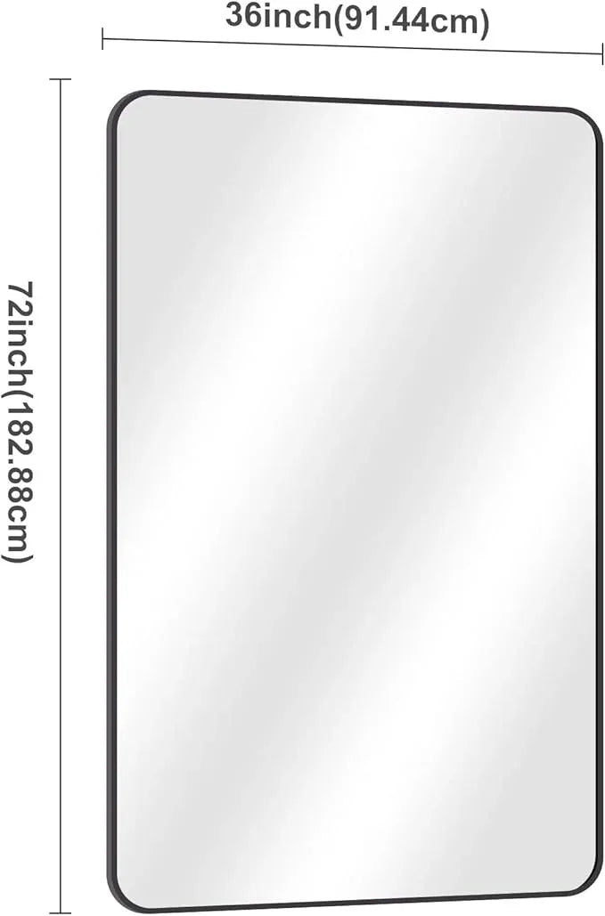 DESBING 60" x 36"Bathroom Mirror, Matte Black Wall Mirror with Metal Frame, Decorative Rectangular Vanity Mirror for Bedroom Bathroom Living Room Entryway (Horizontal/Vertical) - ModernBath