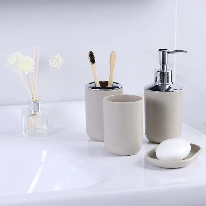 IMAVO Bathroom Accessories Set,Bathroom Set,7 Pieces Bathroom Accessory Set,Tray,Toilet Brush,Trash Can for Bathroom Décor and Housewarming Gifts - ModernBath