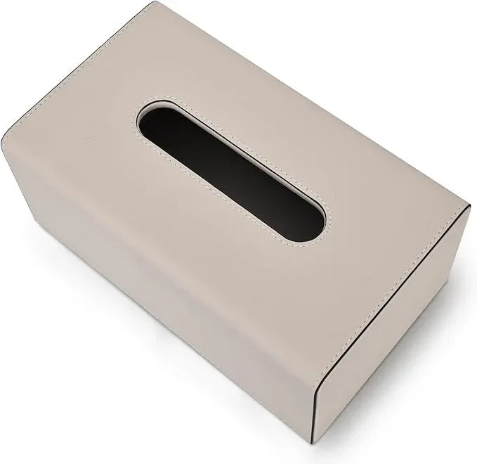 Tissue Box Cover, PU Leather Rectangular Tissue Box Holder with Magnetic Bottom Cover for Facial Tissues/Napkins, Office & Living Room Decor Box for Standard 120-count (3-Ply) 160-count (2-Ply) Beige - ModernBath