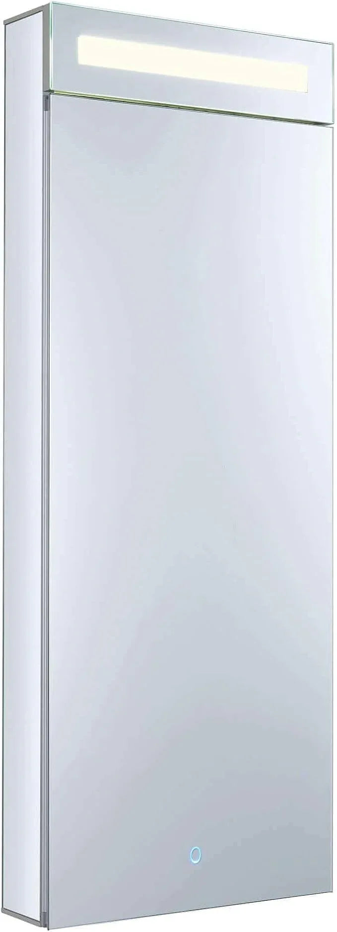 Fine Fixtures Bathroom Medicine Cabinet, Aluminum, Recessed/Surface Mount, Mirrored Interior w/LED (15 x 40 Right) - ModernBath