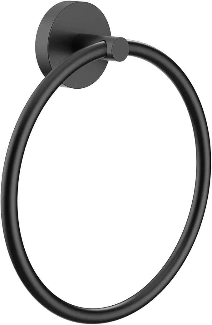Hand Towel Holder Screw-in Matte Black Towel Ring for Bathroom Wall Stainless Steel Round Towel Hanger for Bathroom Hardware Accessories - ModernBath