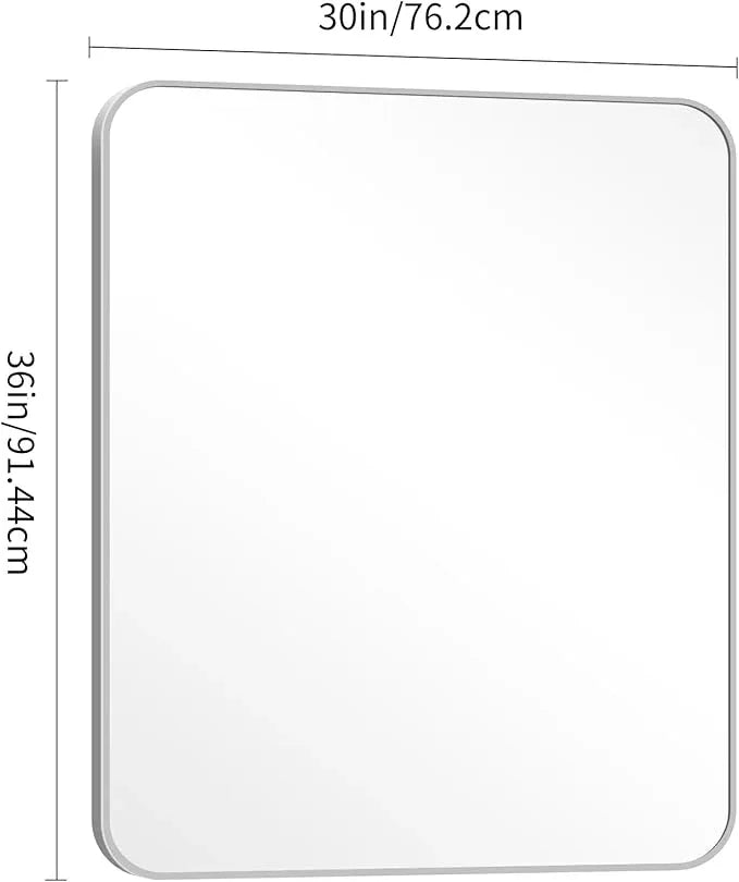 DESBING 30" x 36"Bathroom Mirror, Silver Wall Mirror with Metal Frame, Decorative Rectangular Vanity Mirror for Bedroom Bathroom Living Room Entryway (Horizontal/Vertical) - ModernBath
