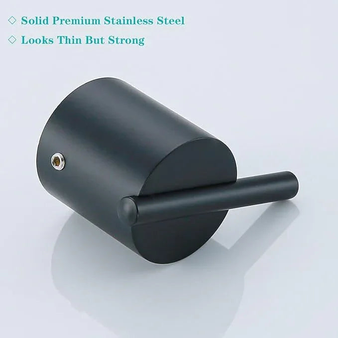 RANDOM Matte Black Towel Hooks 2 Pack 304 Stainless Steel Towel Rack Robe Hook for Bathroom Kitchen Hardware Accessories Wall Mounted Contemporary Style 96068-8MB. - ModernBath