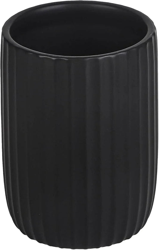 VivaBelle 8 oz Toothbrush Holders for Bathroom, Ceramic Tooth Brushing Dispenser, Small Tooth Brush Organizer for Countertop, Toothpaste Storage Stand, Tumbler Storage Cup for Makeup Brushes -Black - ModernBath
