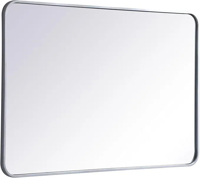 ARS Concepts Aura, Soft Corner Metal Rectangular Mirror 28X42 Inch in, Modern, Silver - ModernBath