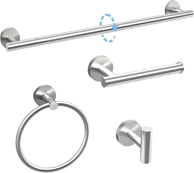 18 Inch Bathroom Hardware Set, Brushed Nickel Bathroom Accessories, Modern Towel Bar Set Wall Mounted, Durable SUS304 Stainless Steel, 4-Piece - ModernBath