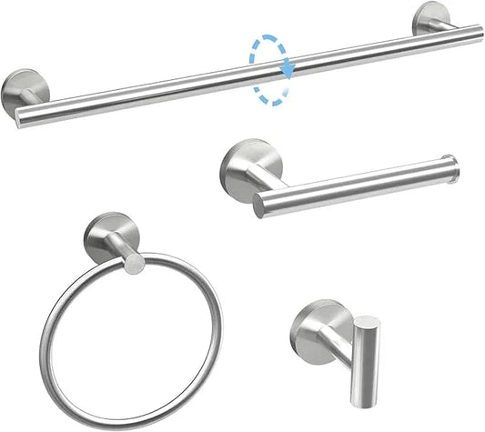 18 Inch Bathroom Hardware Set, Brushed Nickel Bathroom Accessories, Modern Towel Bar Set Wall Mounted, Durable SUS304 Stainless Steel, 4-Piece - ModernBath
