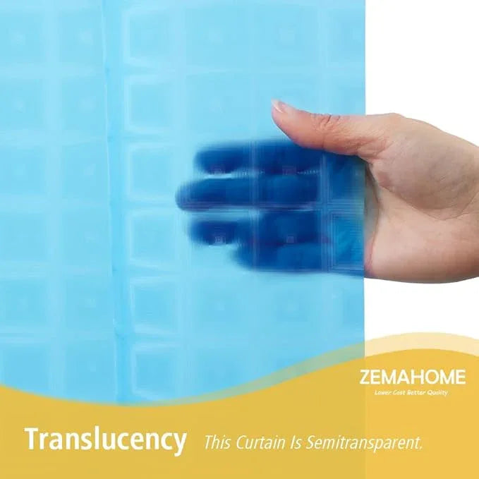 ZEMAHOMEEVA 3D Blue Geometric Plastic Shower Curtain Liner - Premium Light Weight 72" x 72" Blue Bathroom Shower Showroom Curtain Liner with Rustproof Metal Gromments and Weighted Magnet - ModernBath