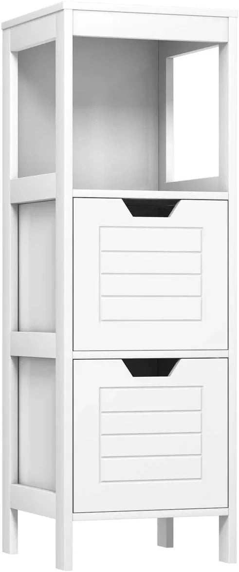 Tangkula Bathroom Floor Cabinet, Narrow Wooden Storage Cabinet w/2 Switchable Drawers, Freestanding Small Cabinet for Small Spaces, 12 x 12 35 Inch (White) - ModernBath