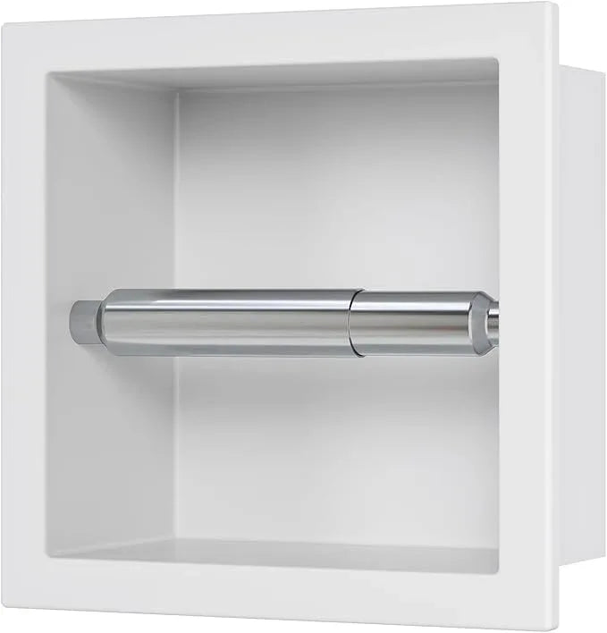 Neodrain Recessed Toilet Paper Holder, White Stainless Steel Built-in Tissue Paper Roll Holder, Roll Paper Holder for Bathroom Wall - ModernBath
