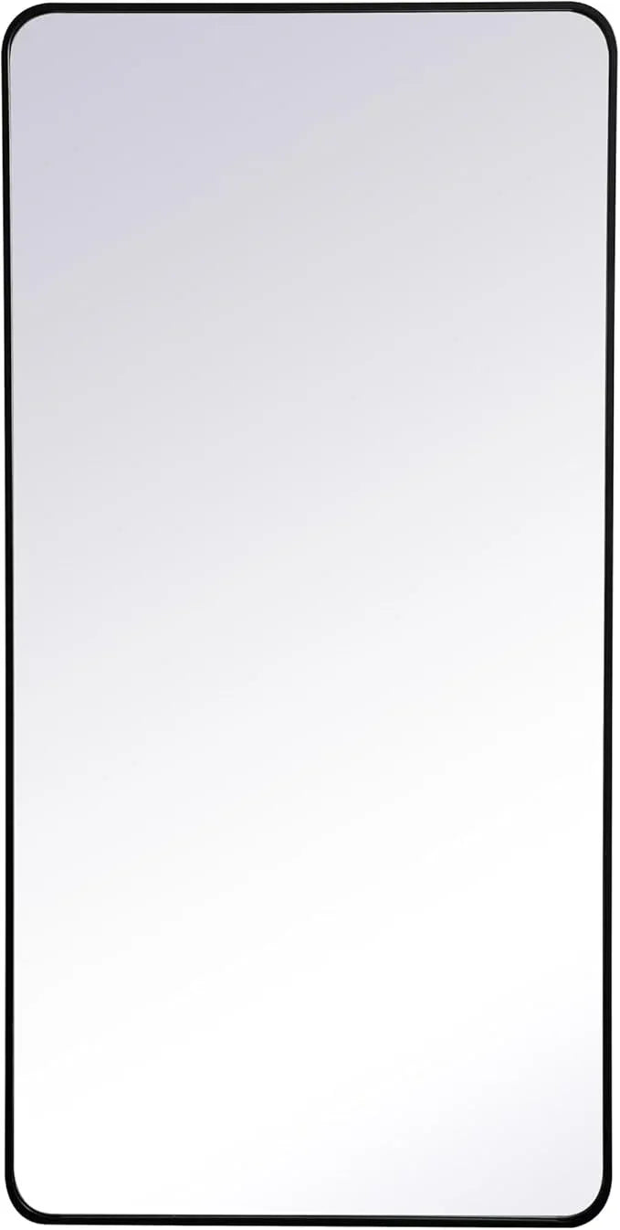 ARS Concepts Aura, Soft Corner Metal Rectangular Mirror 30X60 Inch in, Modern, Black - ModernBath