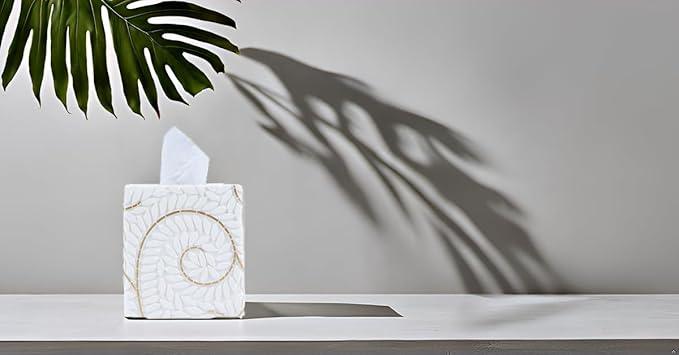 Hymmah Modern Square Tissue Box Cover Holder,Bathroom Accessories Decor Unique Design Tissue Box Cover for Bathroom Vanity Counter Tops Also Great for Bedrooms and Living Rooms - ModernBath