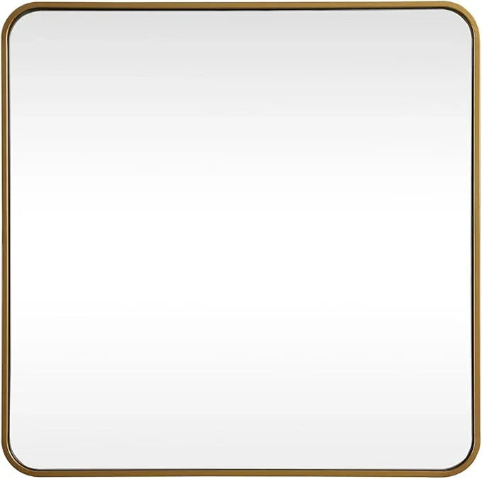 ARS Concepts Aura, Soft Corner Metal Square Mirror 30X30 Inch in, Modern, Brass - ModernBath