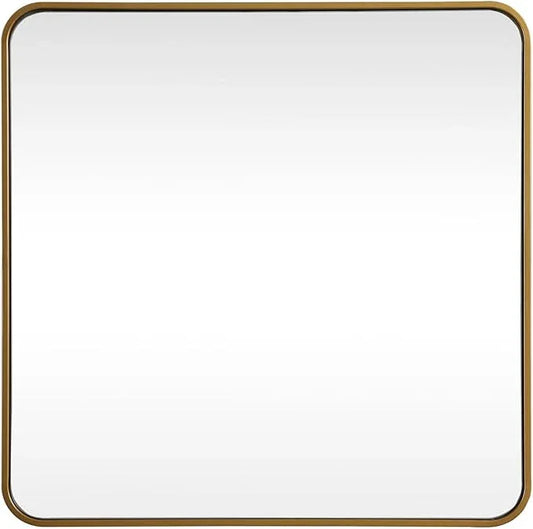 ARS Concepts Aura, Soft Corner Metal Square Mirror 30X30 Inch in, Modern, Brass - ModernBath