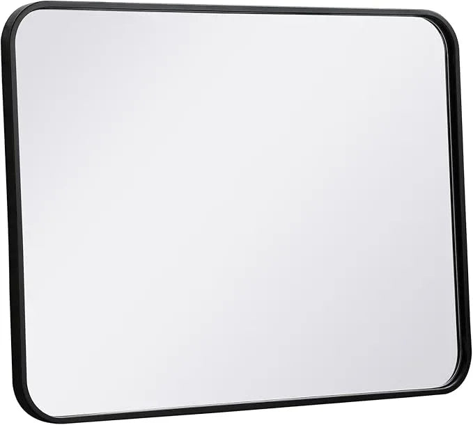 ARS Concepts Aura, Soft Corner Metal Rectangular Mirror 22X30 Inch in, Modern, Black - ModernBath