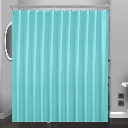 Eazzier Bath Aqua Blue Plastic Shower Curtain Or Liner, 72x72 Inch Lightweight Teal Blue Plastic Bathroom Shower Showroom Inner Curtain with Rustproof Metal Grommet Holes and Weighted Magnets - ModernBath