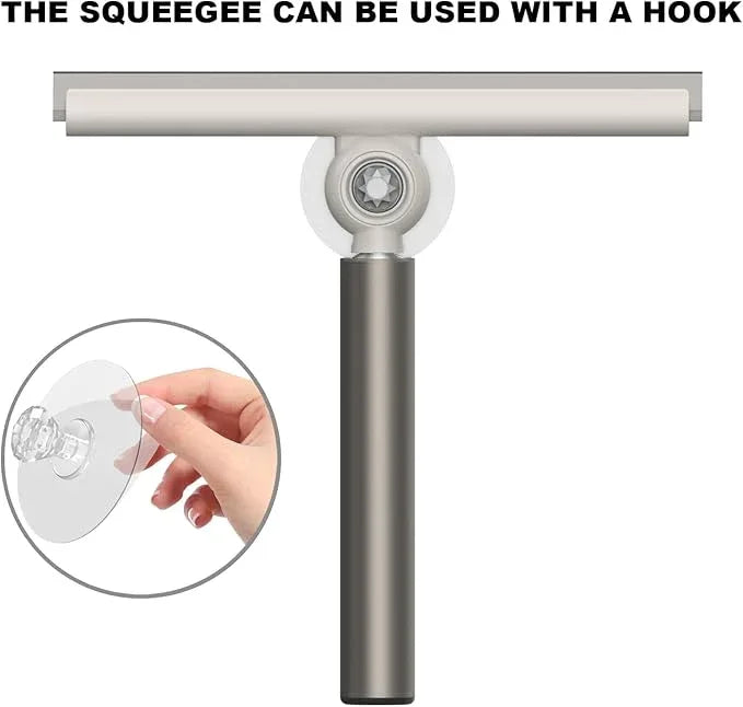 EHOMGUI Extendable Shower Squeegee for Glass Doors, Shower Squeegee with 10-Inch Silicone Blade, Telescoping Handle for Windows and Shower Glass, Silver - ModernBath