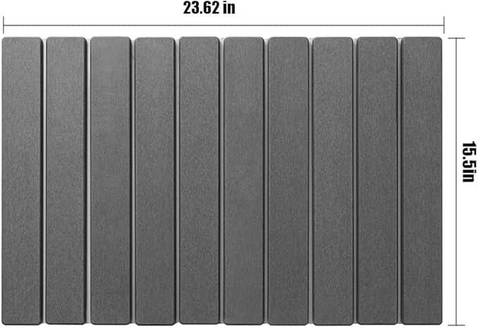 Bath Rug Mat,Diatomaceous Earth Mats,Foldable Stone Bath Rug,23.6 x 15.5 Inch Super Absorbent Quick Drying Diatomaceous Earth Mat for Bathroom, Easy to Store,Easy to Clean,Grey 2PCK - ModernBath
