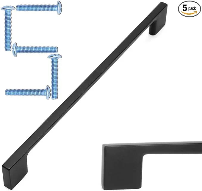 KOOFIZO 5 Pack 8-4/5 Inch Matte Black Kitchen Cabinet Pulls Black Cabinet Handles Black Cabinet Hardware for Kitchen Cabinets Drawer P01 Dresser Cupboard Bedroom Bathroom - ModernBath