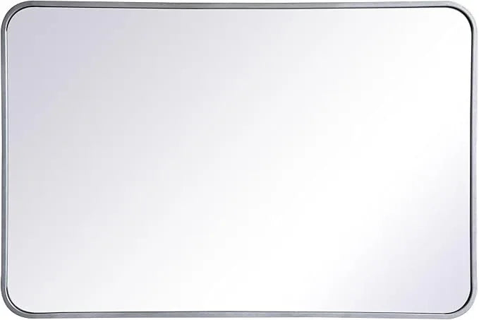 ARS Concepts Aura, Soft Corner Metal Rectangular Mirror 24X36 Inch in, Modern, Silver - ModernBath