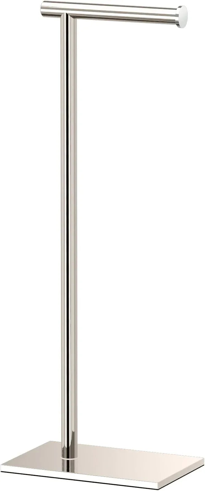 Gatco 1431PN Modern Rectangle Base Freestanding Toilet Paper Holder, 21.25", Polished Nickel with Weighted Base - ModernBath