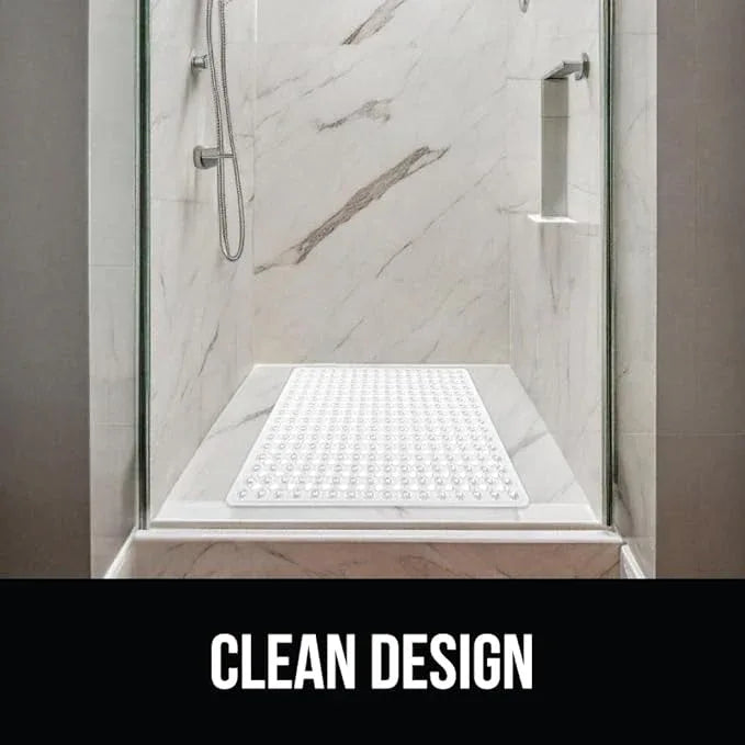 GORILLA GRIP Patented Square Shower Stall Mat, Small Bathtub Floor Mats for Stand Up Showers with Suction Cups and Drainage Holes, Machine Wash, Soft on Feet, Bathroom Accessories 21x21 Inch, Clear - ModernBath