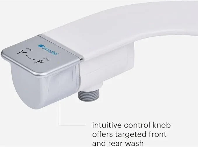 Brondell Bidet Attachment for Toilet SS-250 SimpleSpa Fresh Water Spray with Adjustable Water Pressure Side Arm Control, Slim Bidet Sprayer, Silver Knob (Dual Nozzle) - ModernBath