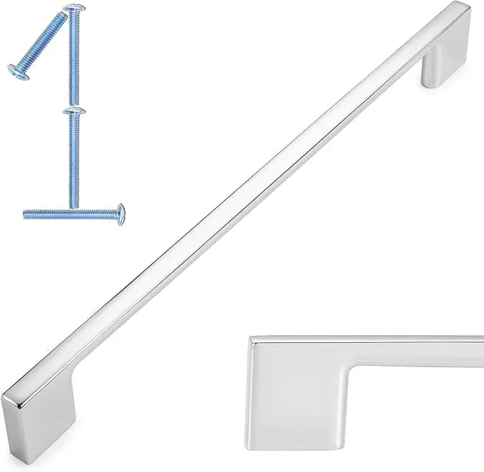 KOOFIZO 1 Pack 8-4/5 Inch Polished Chrome Kitchen Cabinet Pulls Chrome Cabinet Handles Chrome Cabinet Hardware for Kitchen Cabinets Drawer P01 Dresser Cupboard Bedroom Bathroom - ModernBath