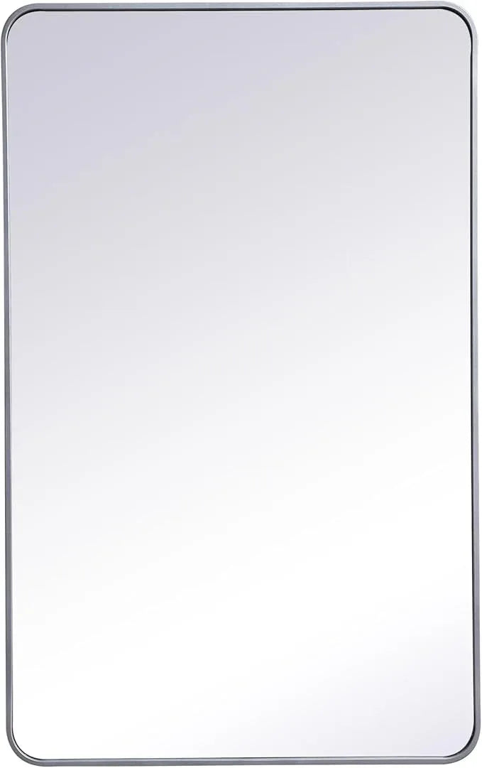 ARS Concepts Aura, Soft Corner Metal Rectangular Mirror 30X48 Inch in, Modern, Silver - ModernBath