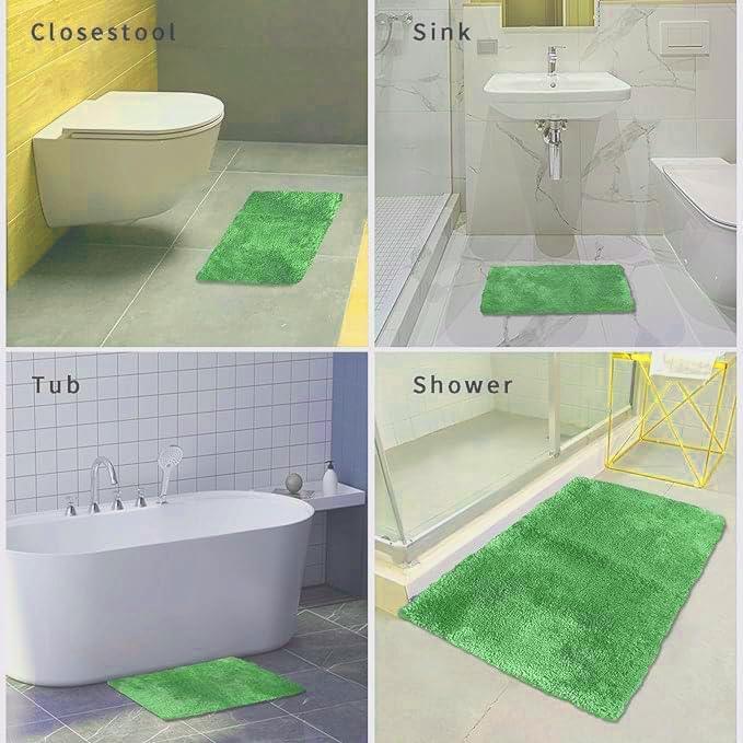 FIFU Bathroom Runner Rug 24" W x 48" L, Bath Mats for Bathroom, Bedroom & Kitchen, Non-Slip Rubber Latex Backing, Comfort & Soft Shower Bathmat & Carpet for Sink, Home & Hallways, Green - ModernBath