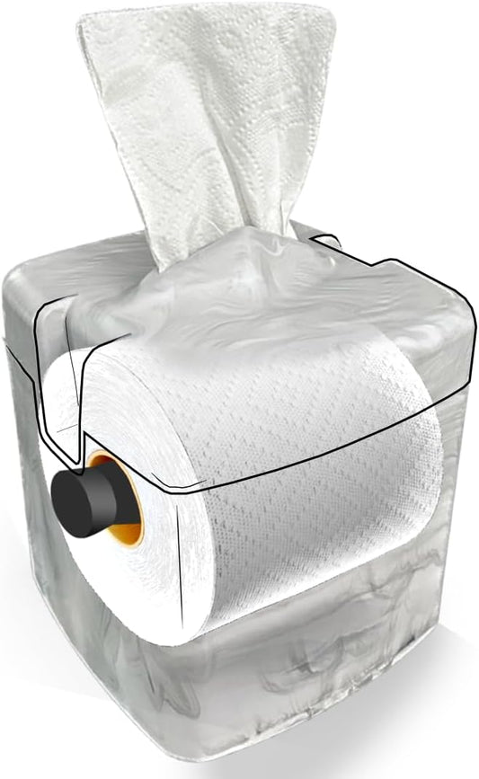 Tissuecaddy Life Hack Toilet Paper Dispenser - Money Saver Alternative to Tissue Box and Tissue Box Holder | Home, Bathroom, and More - White Marble