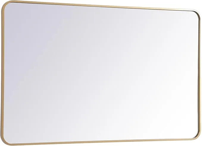ARS Concepts Aura, Soft Corner Metal Rectangular Mirror 30X48 Inch in, Modern, Brass - ModernBath
