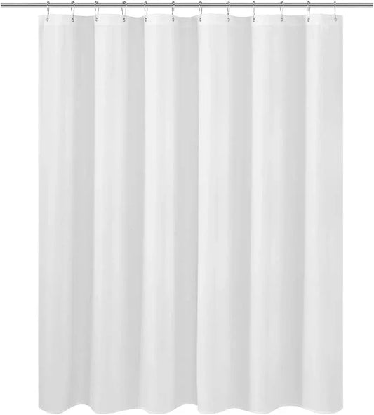 N&Y HOME Short Fabric Shower Curtain Liner 60 inches Long, Hotel Quality, Machine Washable, White Shorter Bathroom Curtains with Grommets, 72x60 - ModernBath
